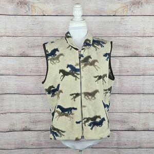 Vintage Tsunami Tufted Horse Full Zip Vest Native Indigenous Western Large